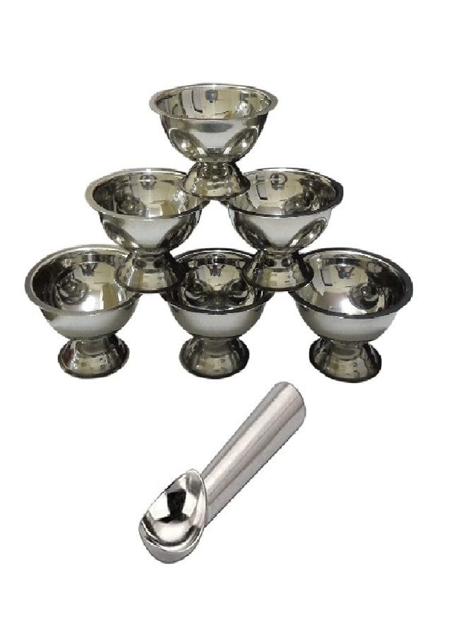 Dynore Stainless Steel Ice Cream Cup Set, Steel, 7 Piece - Image 1